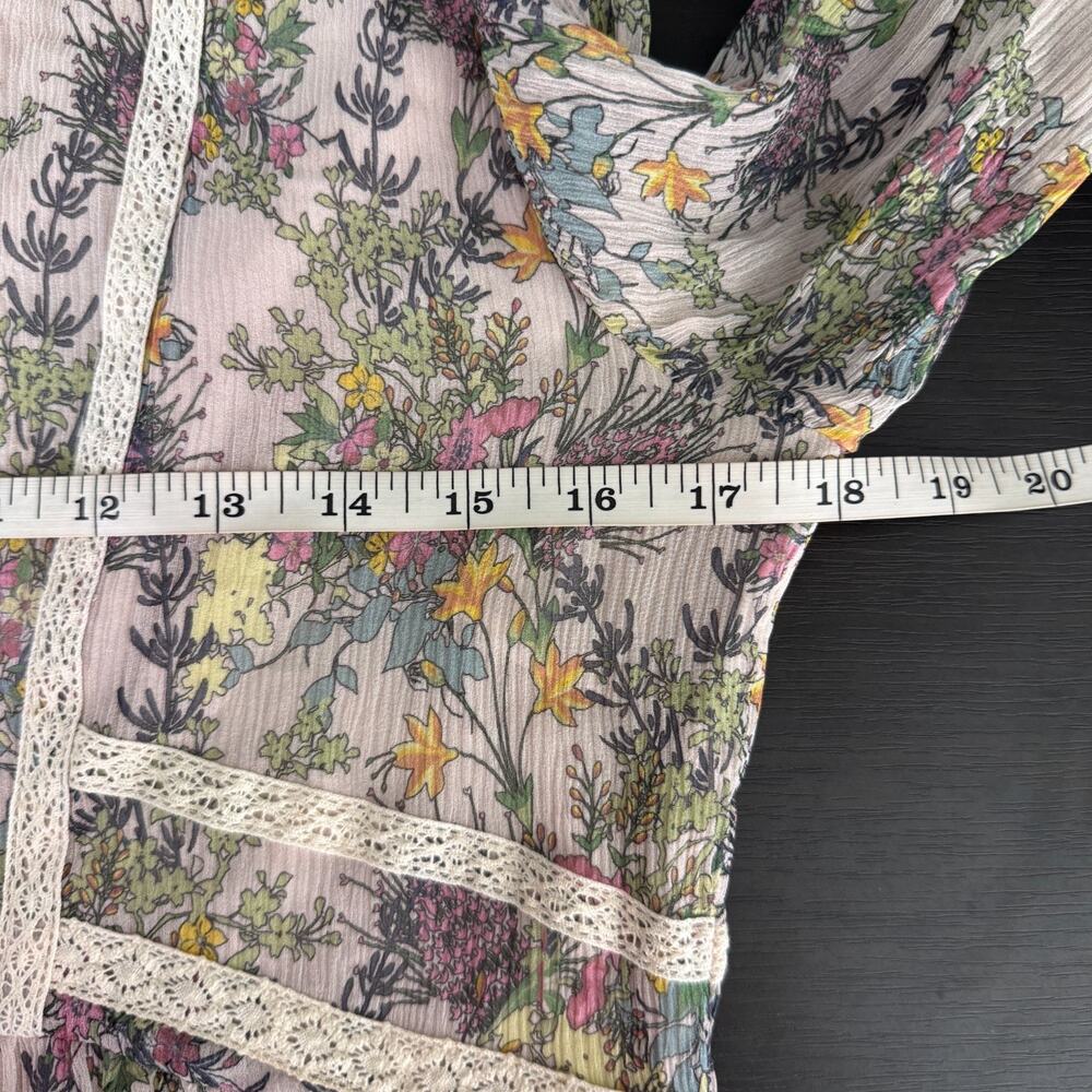 Sundance Silk Dress Womens Small Floral Boho Cottagecore Peasant Tunic Lace Trim - Picture 11 of 13
